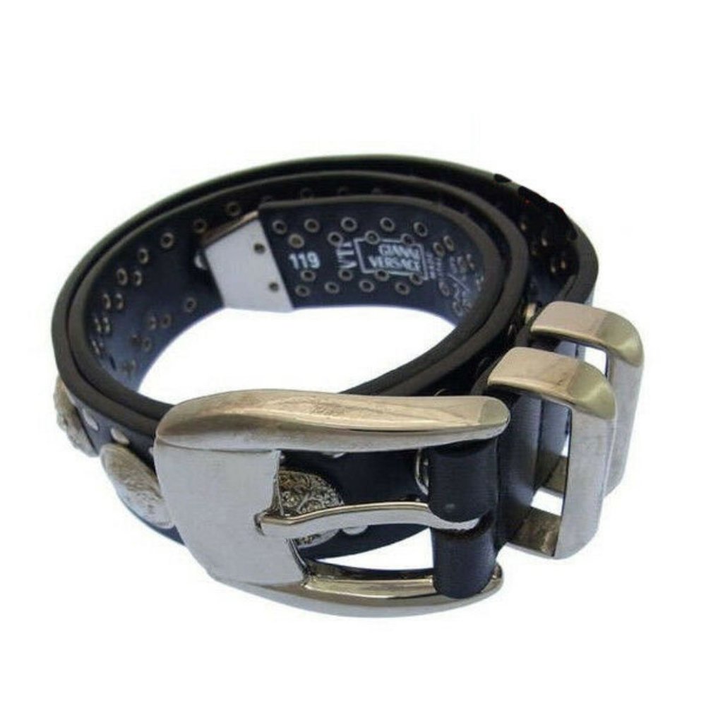 Versace belt Black Silver Woman Authentic Used